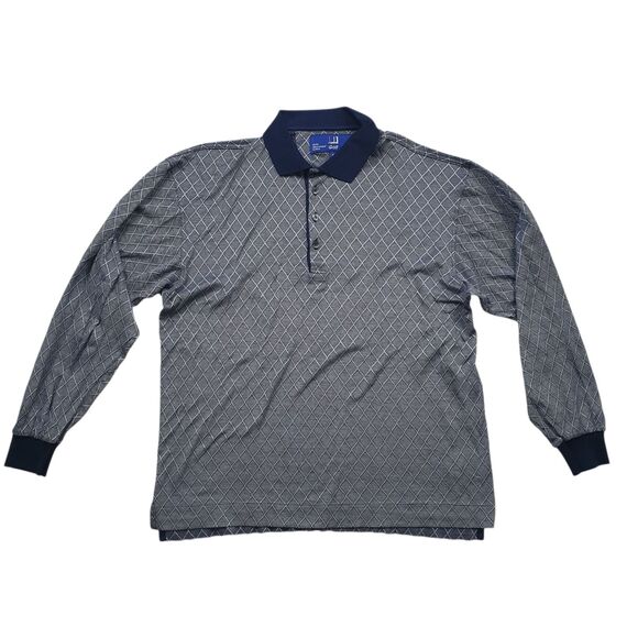 dunhill Other - Vintage Dunhill Golf Polo Shirt Mens Small Blue Diamond Long Sleeve Italy